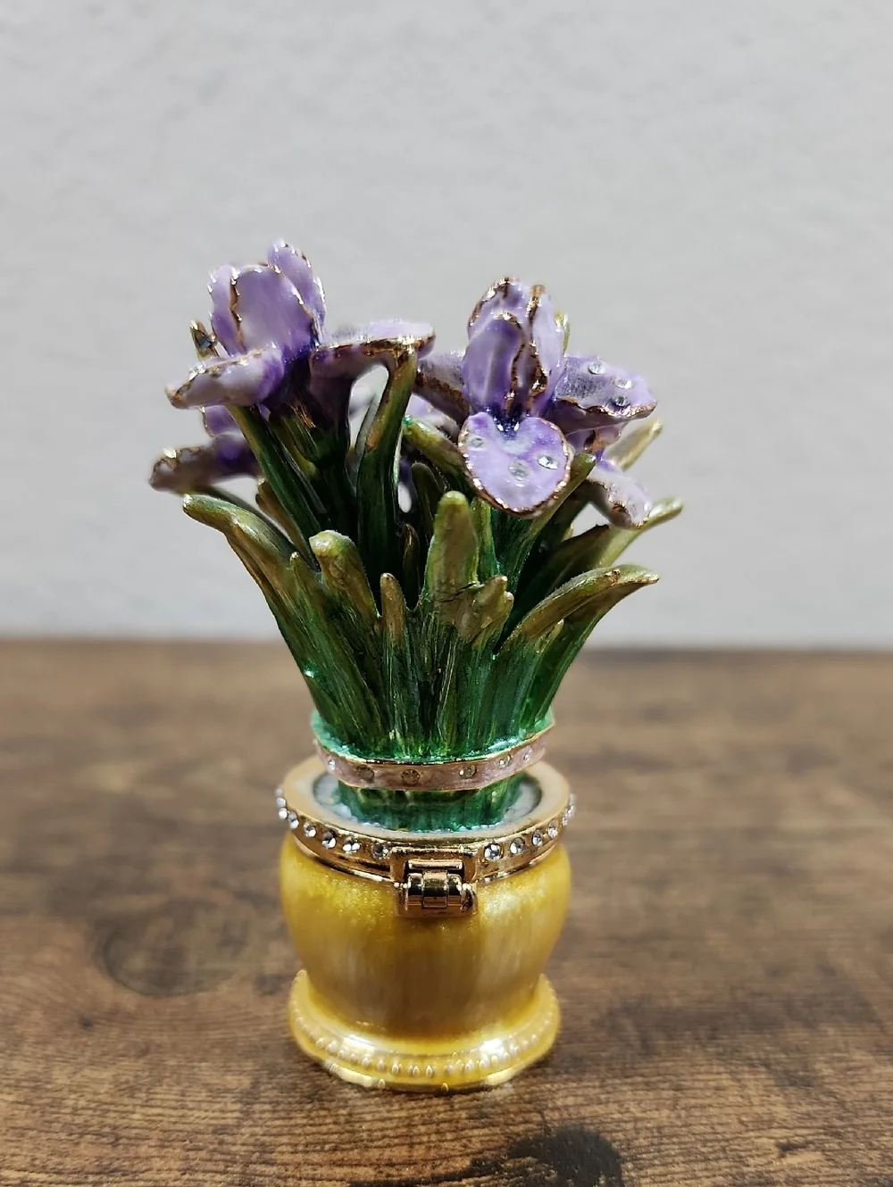 Miniature Jeweled Iris Flower Trinket Holder